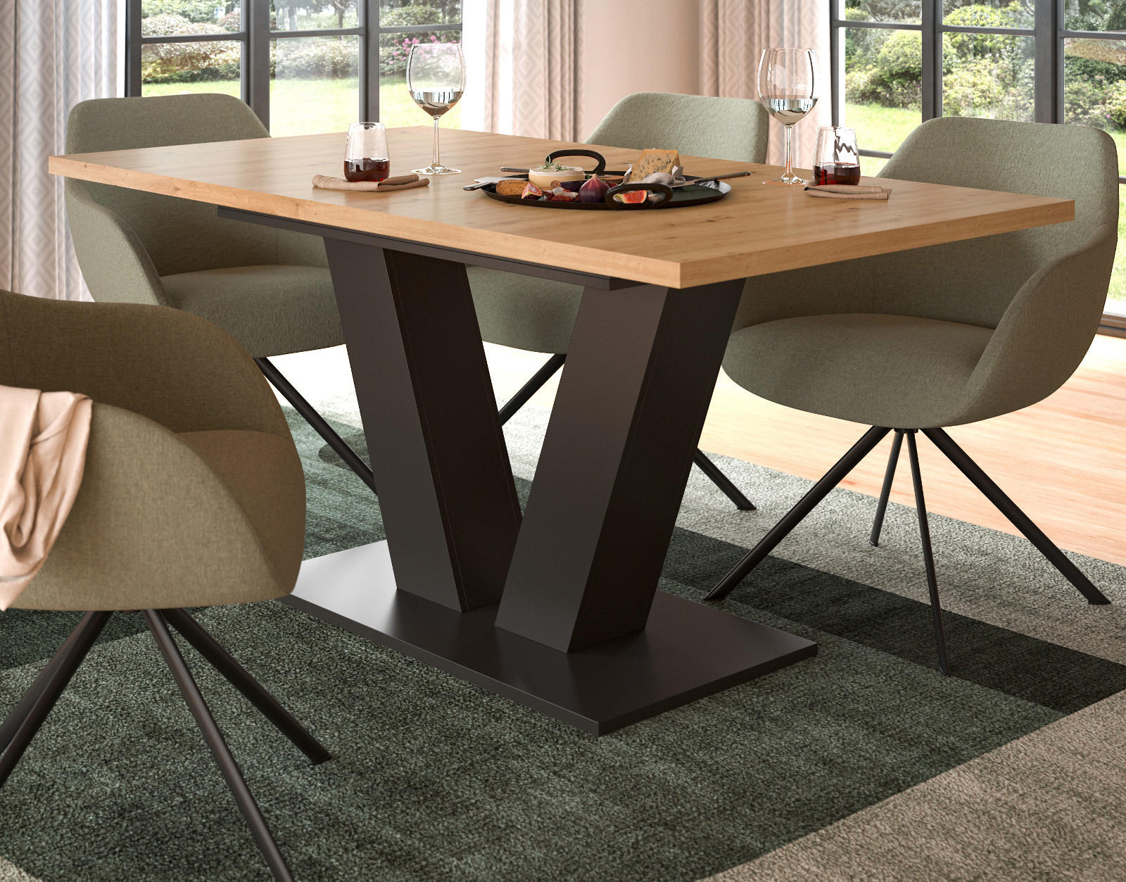 ESSTISCH Eiche, grau 150 - 190 cm, Küchentisch ausziehbar - Eiche Artisan/Grau, Holz/Holzwerkstoff (150/90/76cm) - Inn.Furn