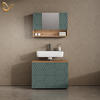 BADMÖBEL-SET Ronco Grün/Goldkraft Eiche 2 Teile, Unterschrank 80 cm - Eiche Wotan/Grün, Holzwerkstoff (80/58/41cm) - Livinity®
