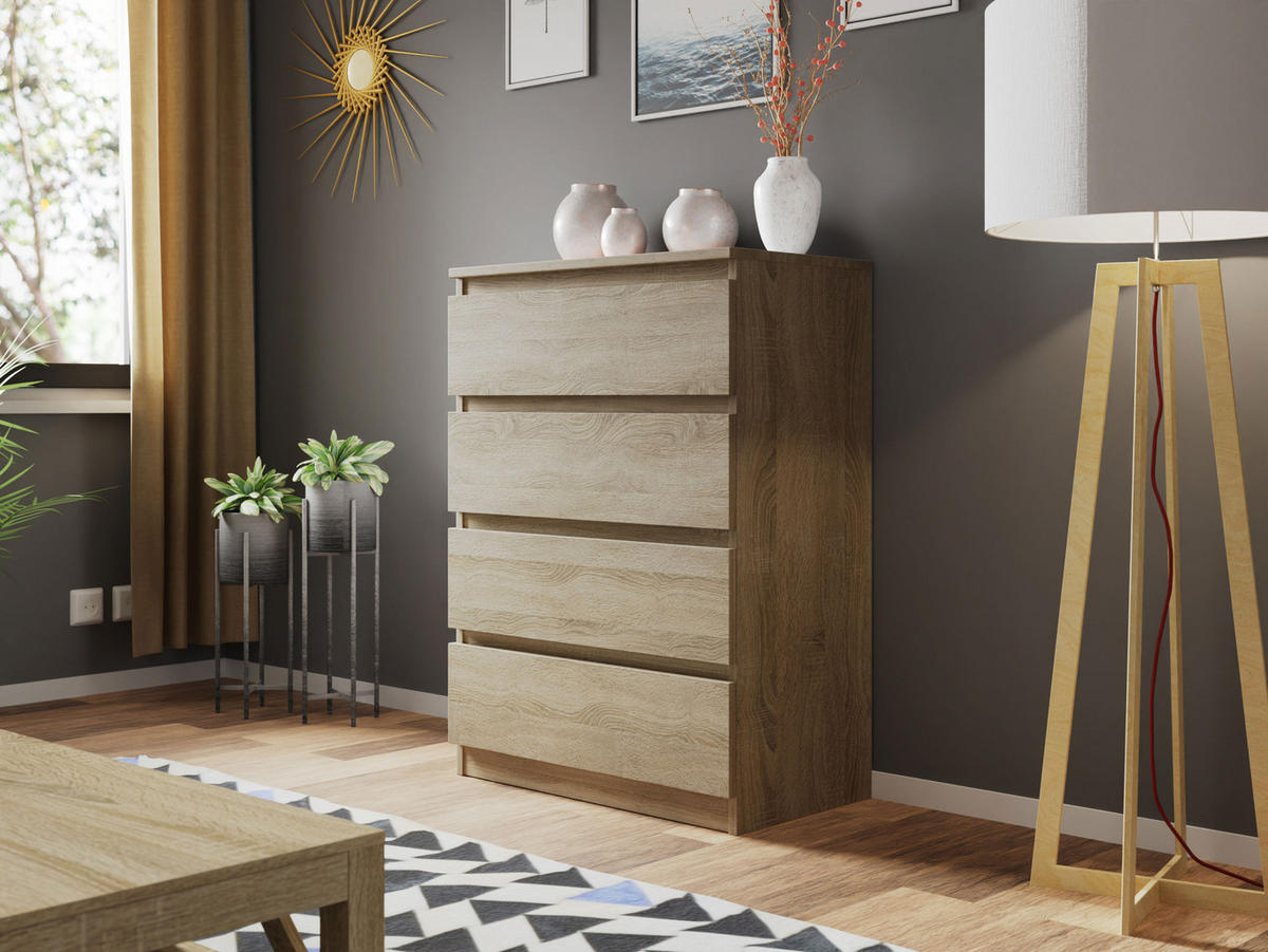 KOMMODE Malwa M4 - Sonoma Eiche, Holzwerkstoff (70/100/40cm) - MIRJAN24