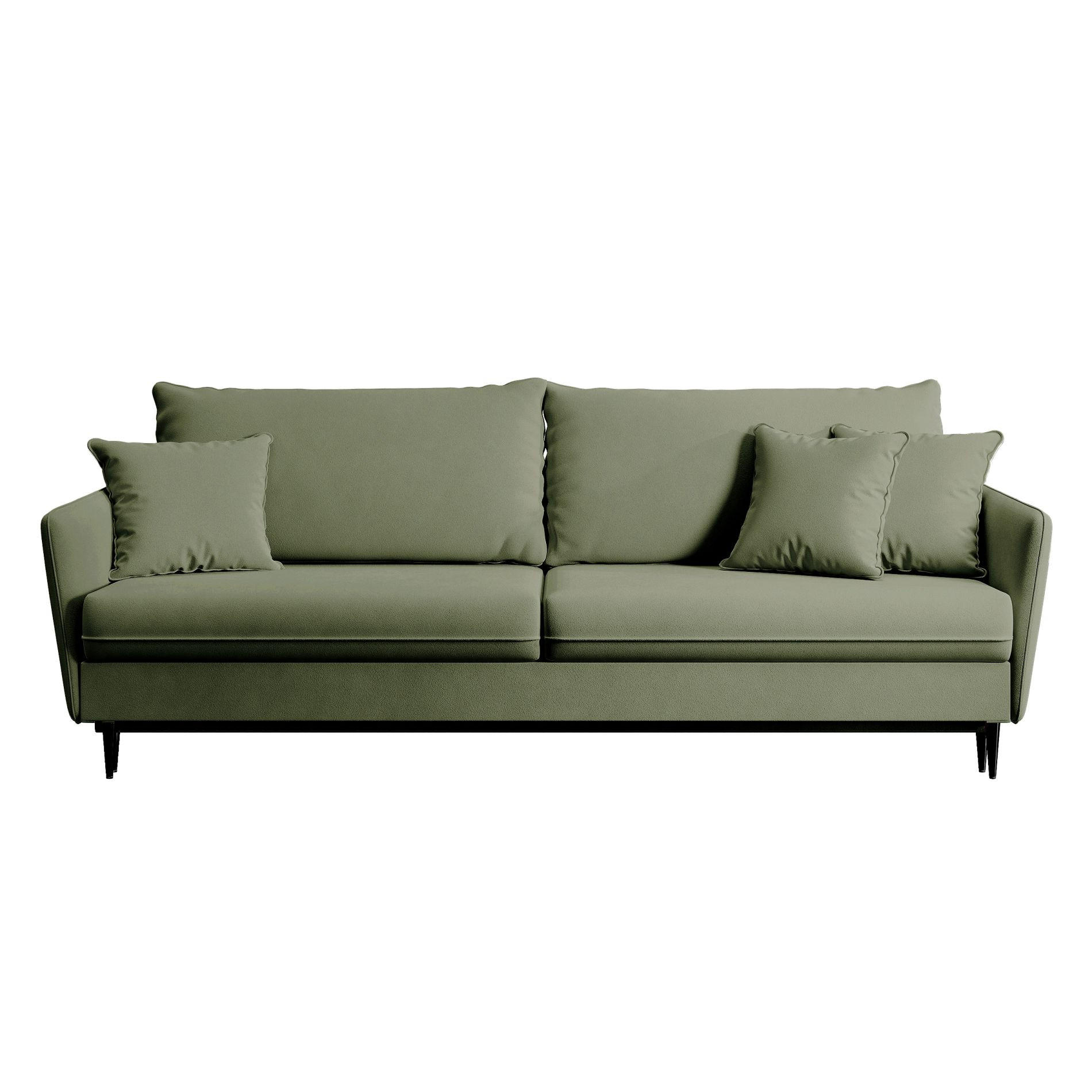 3-SITZER SCHLAFSOFA Volio Samt Olivgrün - Schwarz/Olivgrün, Textil/Metall (221/90/100cm) - Selsey