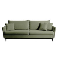 3-SITZER SCHLAFSOFA Volio Samt Olivgrün - Schwarz/Olivgrün, Textil/Metall (221/90/100cm) - Selsey