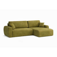 ECKSOFA Mit Schlaffunktion Ariel L, Velours, Stoff Salvador, Olive, Rechts - Olivgrün, Holz (250/142cm) - Kaiser Möbel