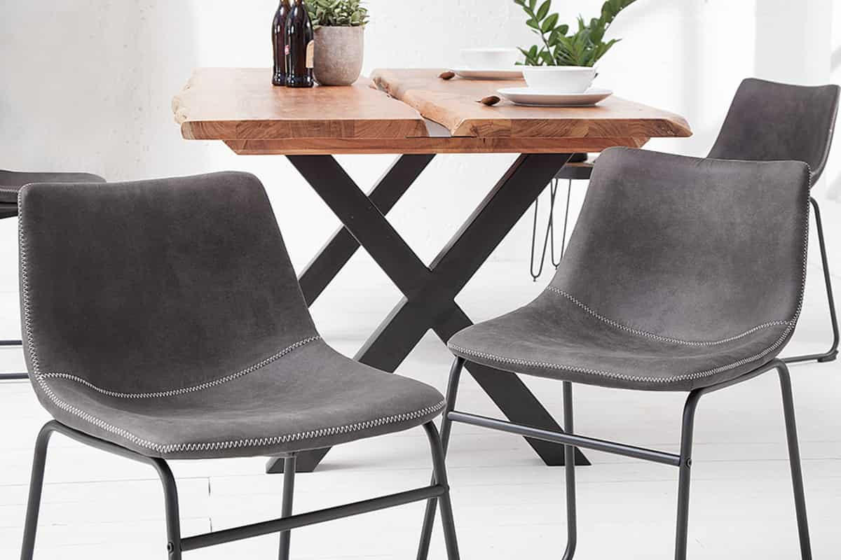 STUHL DJANGO Microfaser Grau 75 cm - Schwarz/Grau, Textil/Metall (49/75/53cm) - riess-ambiente