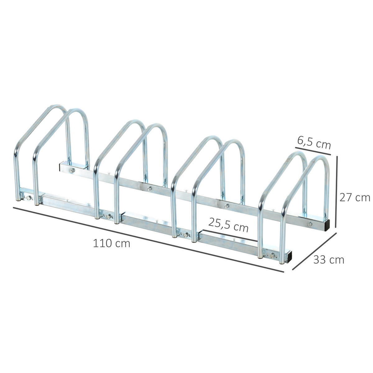 FAHRRADSTÄNDER Aufstellständer Radständer Mehrfach Bike bis 4 Fahrräder - Silberfarben, Metall (33/27/110cm)