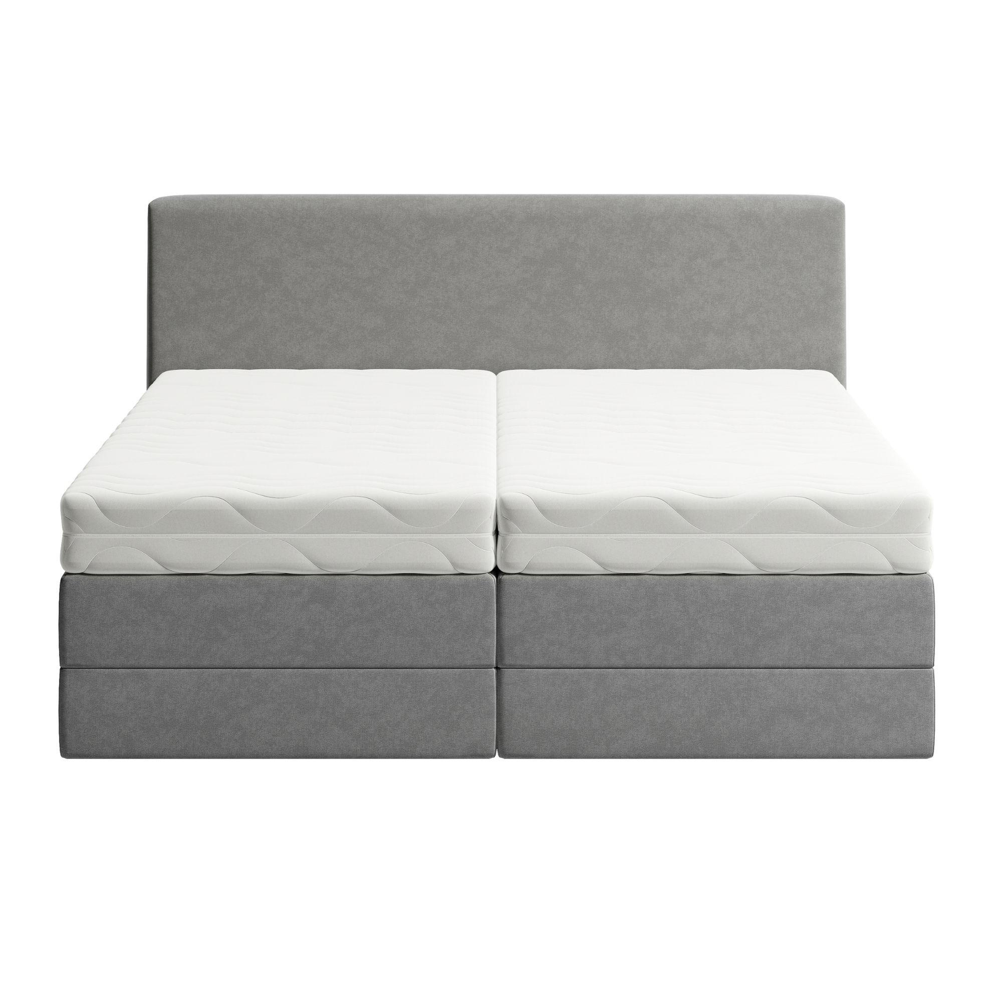 BOXSPRINGBETT mit Bonnell Matratze, mit Kopfteil, 200 x 200 cm, in Grau - Grau, Naturmaterialen (200/200cm) - Home Collective