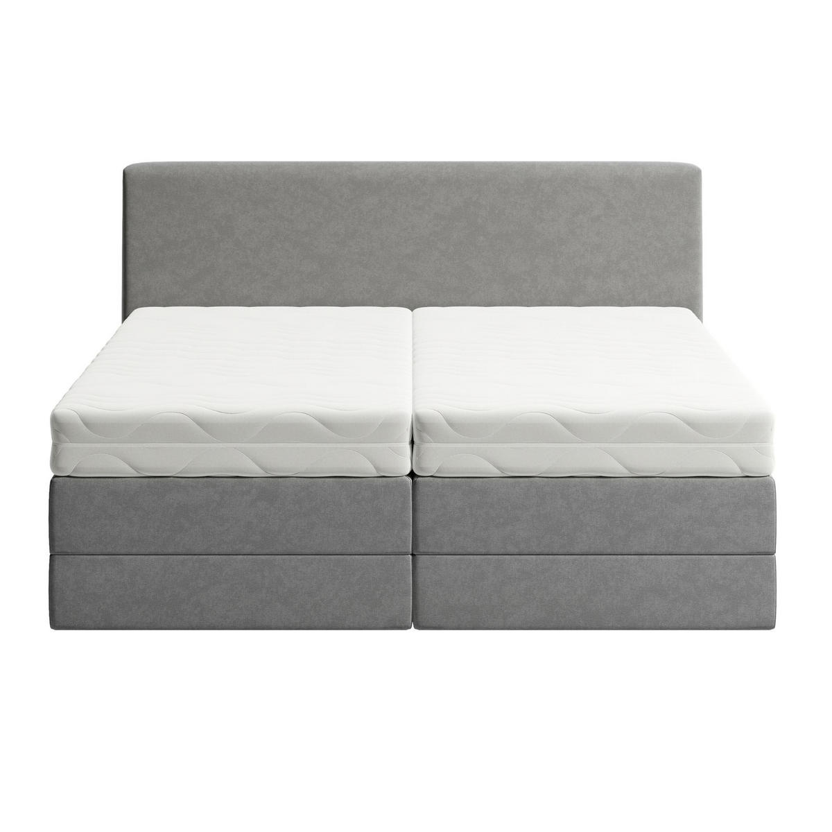 BOXSPRINGBETT mit Bonnell Matratze, mit Kopfteil, 200 x 200 cm, in Grau - Grau, Naturmaterialen (200/200cm) - Home Collective