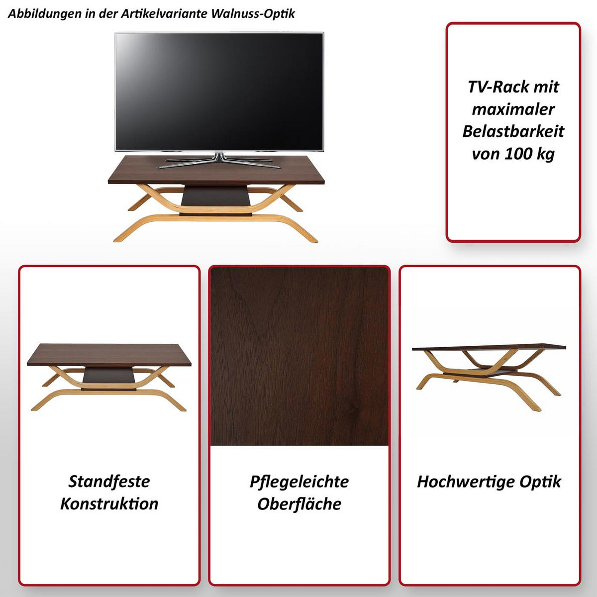 TV-RACK Dunkelbraun - Dunkelbraun, Holz (110/35/48cm) - MCW