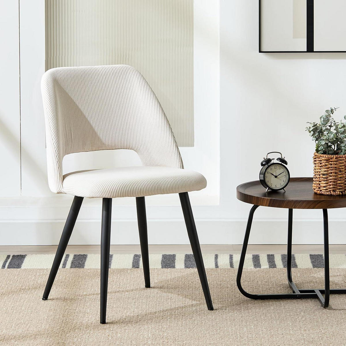 ESSZIMMERSTÜHLE 2er Set Kordsamt Beige mit Metallbeinen - Beige, Textil (48/80/45cm)