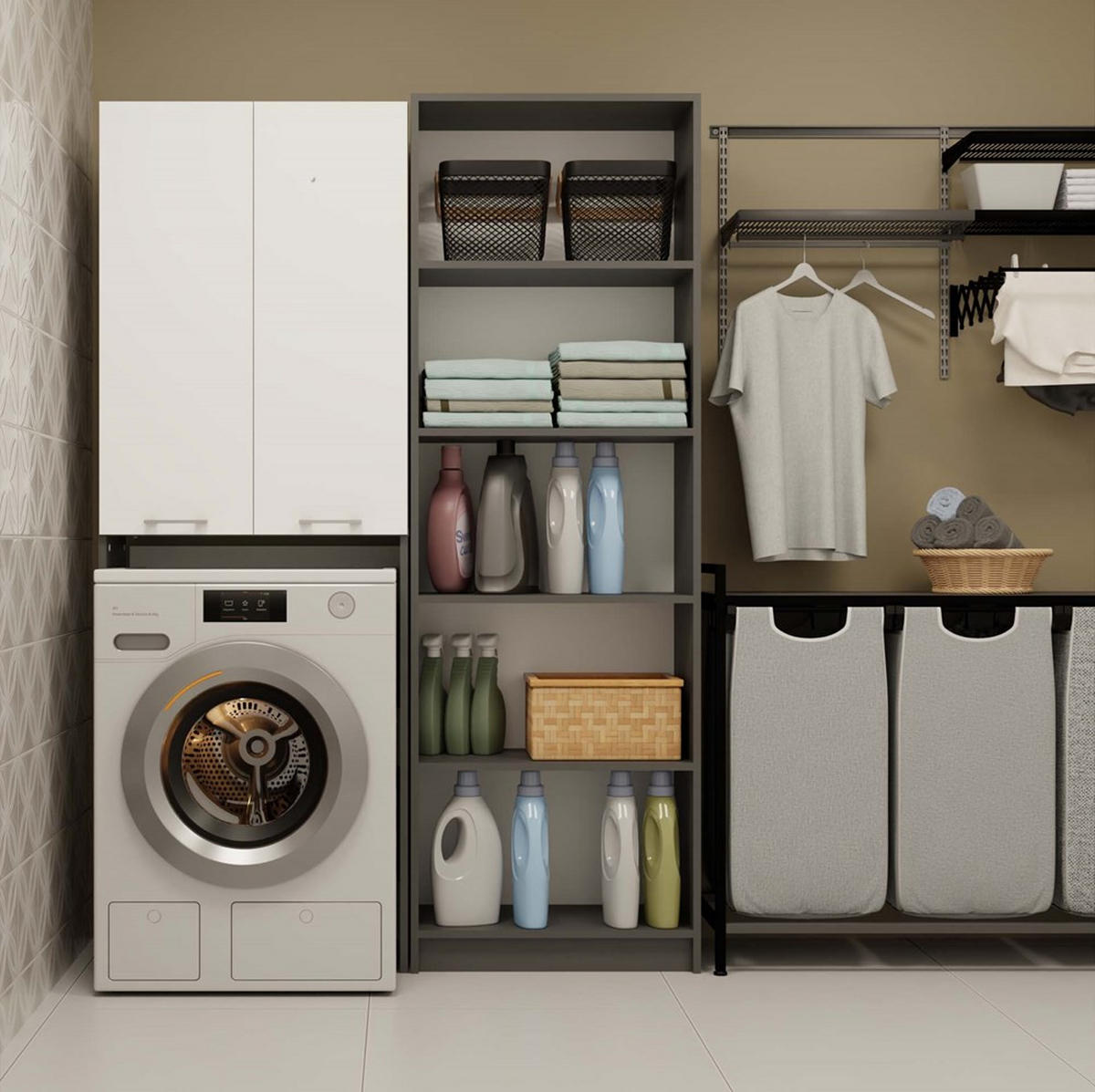 WASCHMASCHINENUMBAUSCHRANK Anthrazit, Weiß 64/180/30 - Anthrazit/Weiß, Holzwerkstoff (64/180/30cm) - RAUMHIRSCH FURNITURE