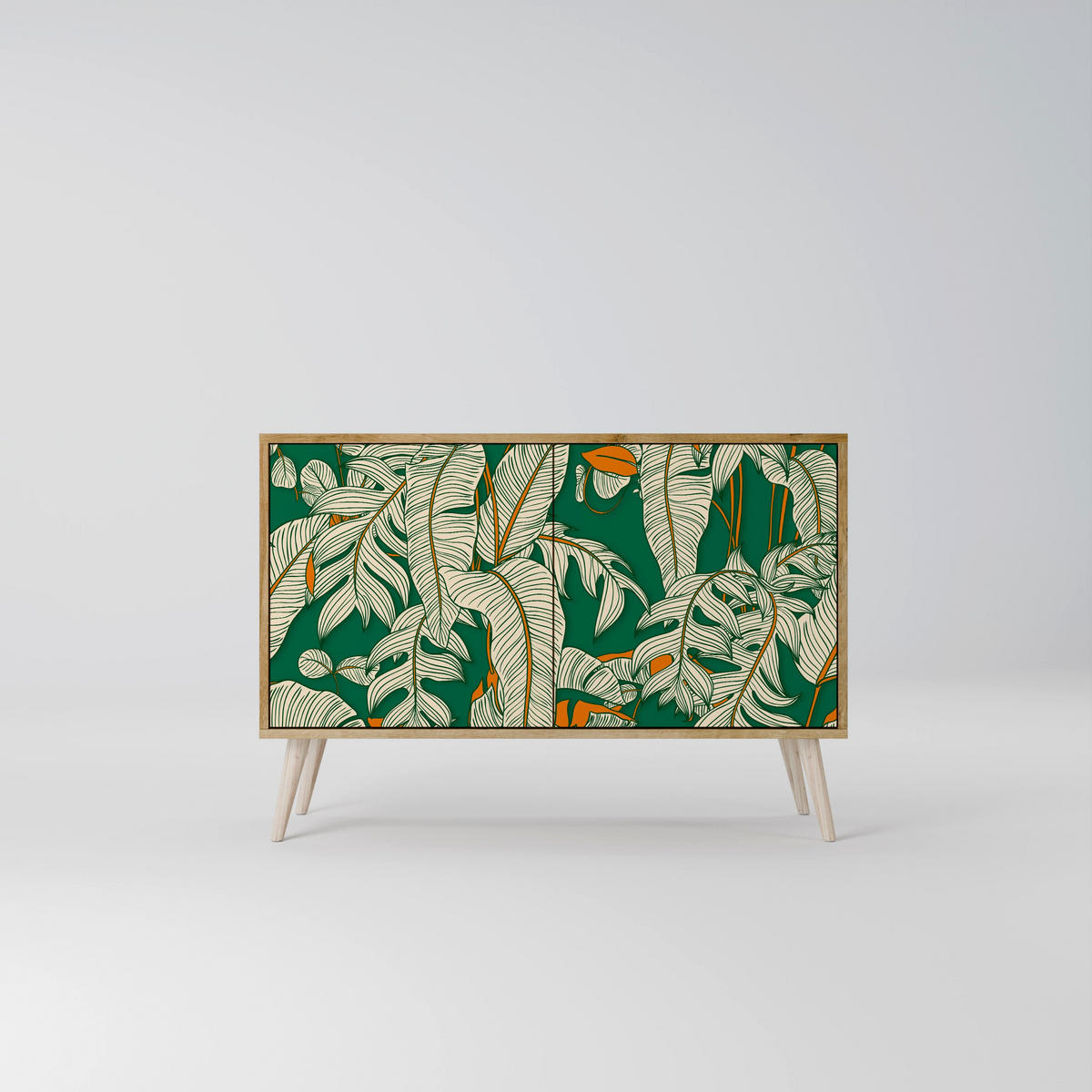 SIDEBOARD VERDANT PLEASURES, Eicheneffekt, 111x42x77,5 cm, 2 Türen - Eichefarben/Buchefarben, Holzwerkstoff/Buchenholz (111/77.5/42cm) - SpaceRebels