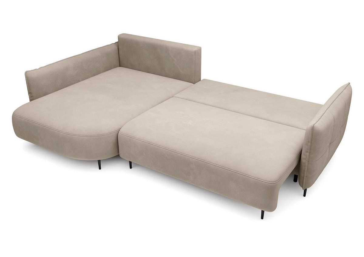 ECKSOFA Oblivio Hellbeige Velours - Beige/Schwarz, Textil/Metall (285/200cm) - Selsey