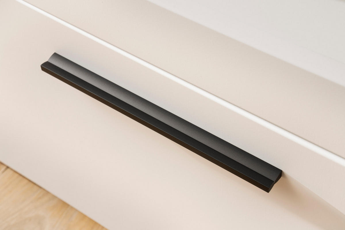 WOHNZIMMER-SET Wandboard weiß matt, Evoke Eiche, Wohnkombination 2-teilig, Soft-Close-Funktion - Eichefarben/Schwarz, Holzwerkstoff/Kunststoff (205/180/45cm) - Furn.Design