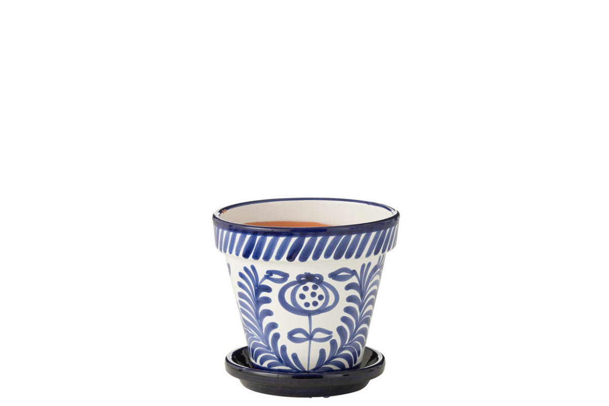 BLUMENTOPF GRANADA PATTERN - Töpferei - Blau - M - Ø 27 cm - Multicolor, Keramik (27/25cm) - J-Line