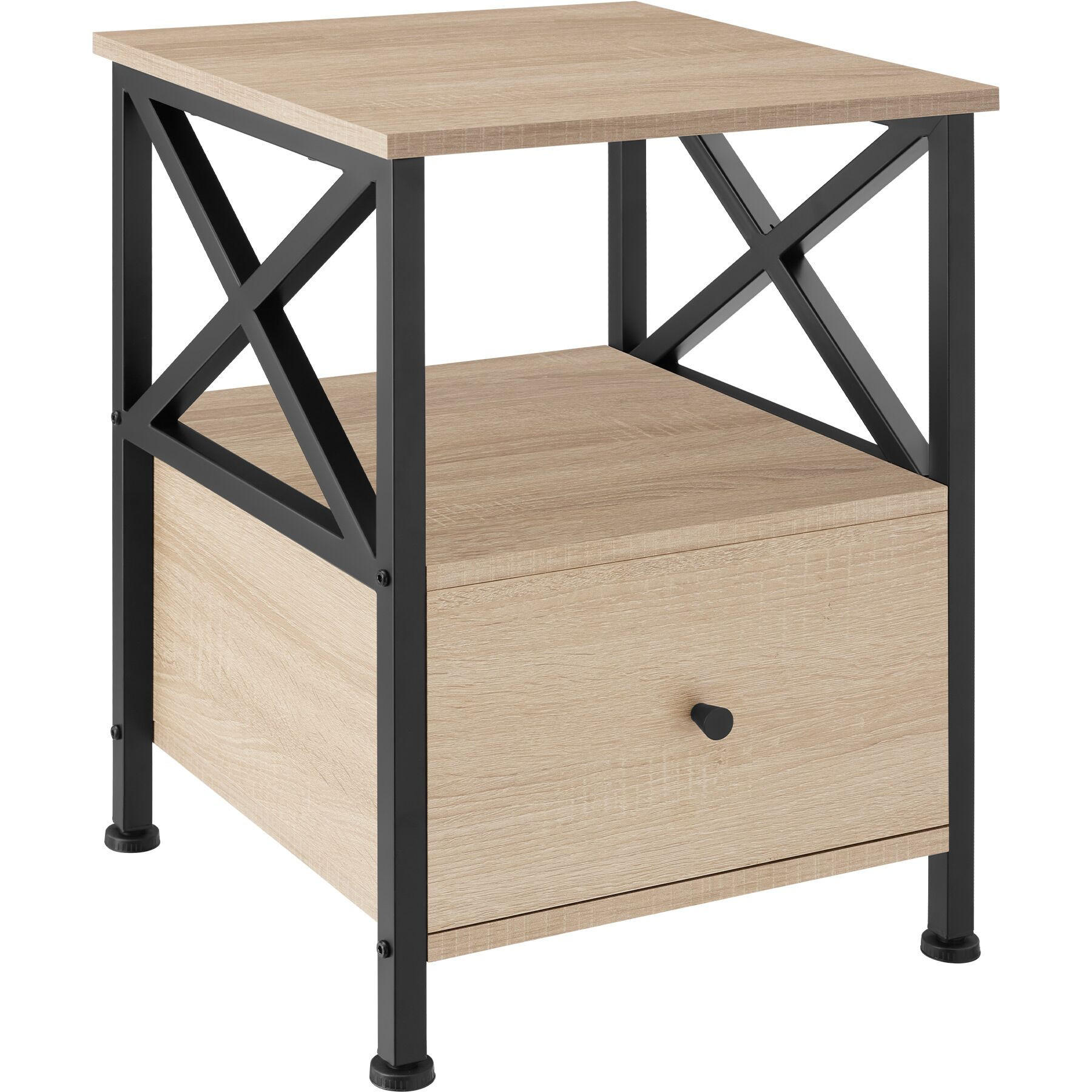 NACHTSCHRANK Falkirk, 40 x 41,5 x 55,5 cm, Industrial Holz hell, Eiche Sonoma - Naturfarben, Holzwerkstoff (40/55.5/41.5cm) - tectake