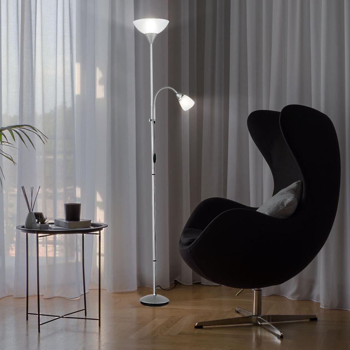 RGB LED STEHLEUCHTE Metall Silber - Silberfarben, Metall (6/11.2/180cm)