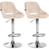 BARHOCKER 2er Set Samt creme - Chromfarben/Creme, Textil (47/85/48cm) - CLP