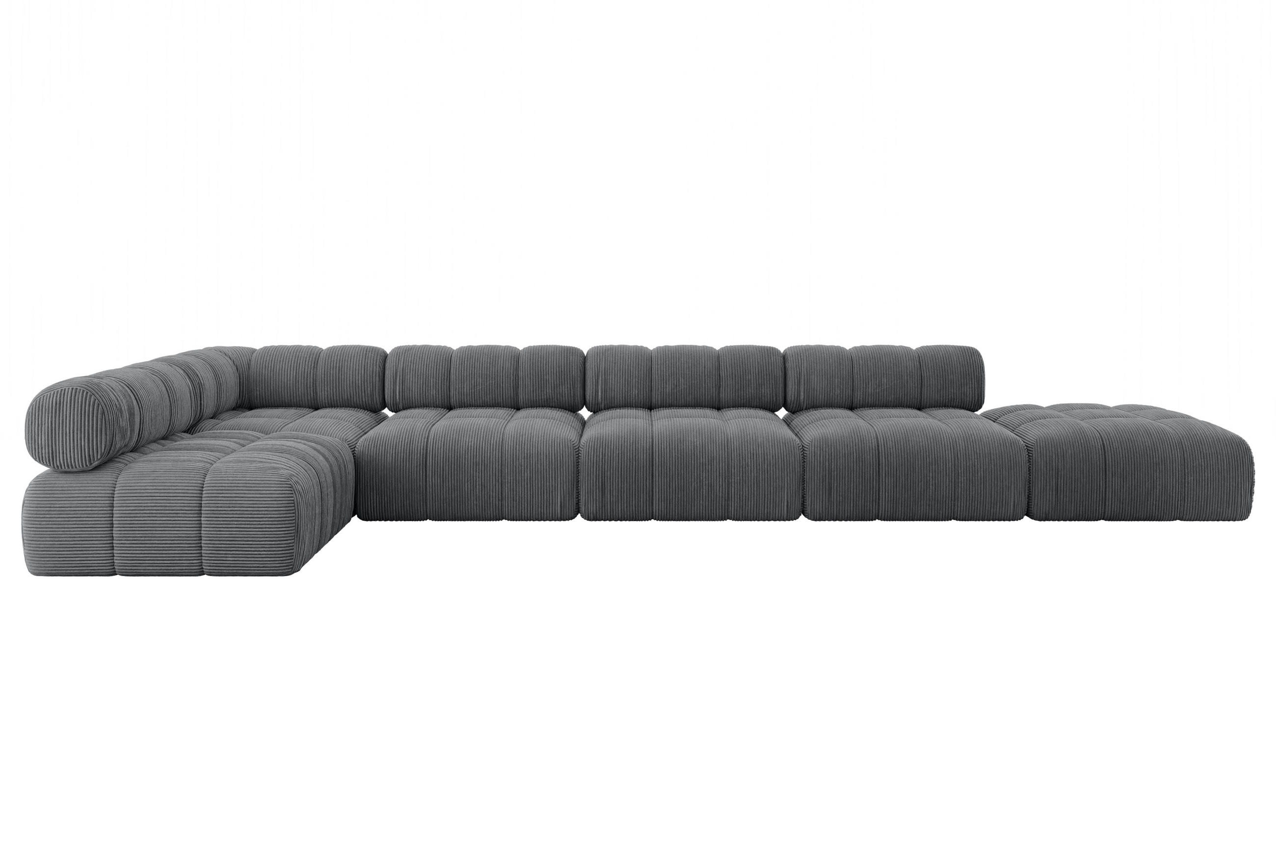 ECKSOFA modulares Sofa Favio-L3 - 475x190x70 cm Dunkelgrau Cord - Dunkelgrau, Holzwerkstoff/Textil (475/190cm) - ALTDECOR