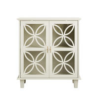 SIDEBOARD aus MDF und Holzwerkstoff 80x38x87 cm Creme mit Hartglastüren, verstellbaren Einlegeböden und Kippschutz - Creme, Holzwerkstoff (80/87/38cm) - Modfu