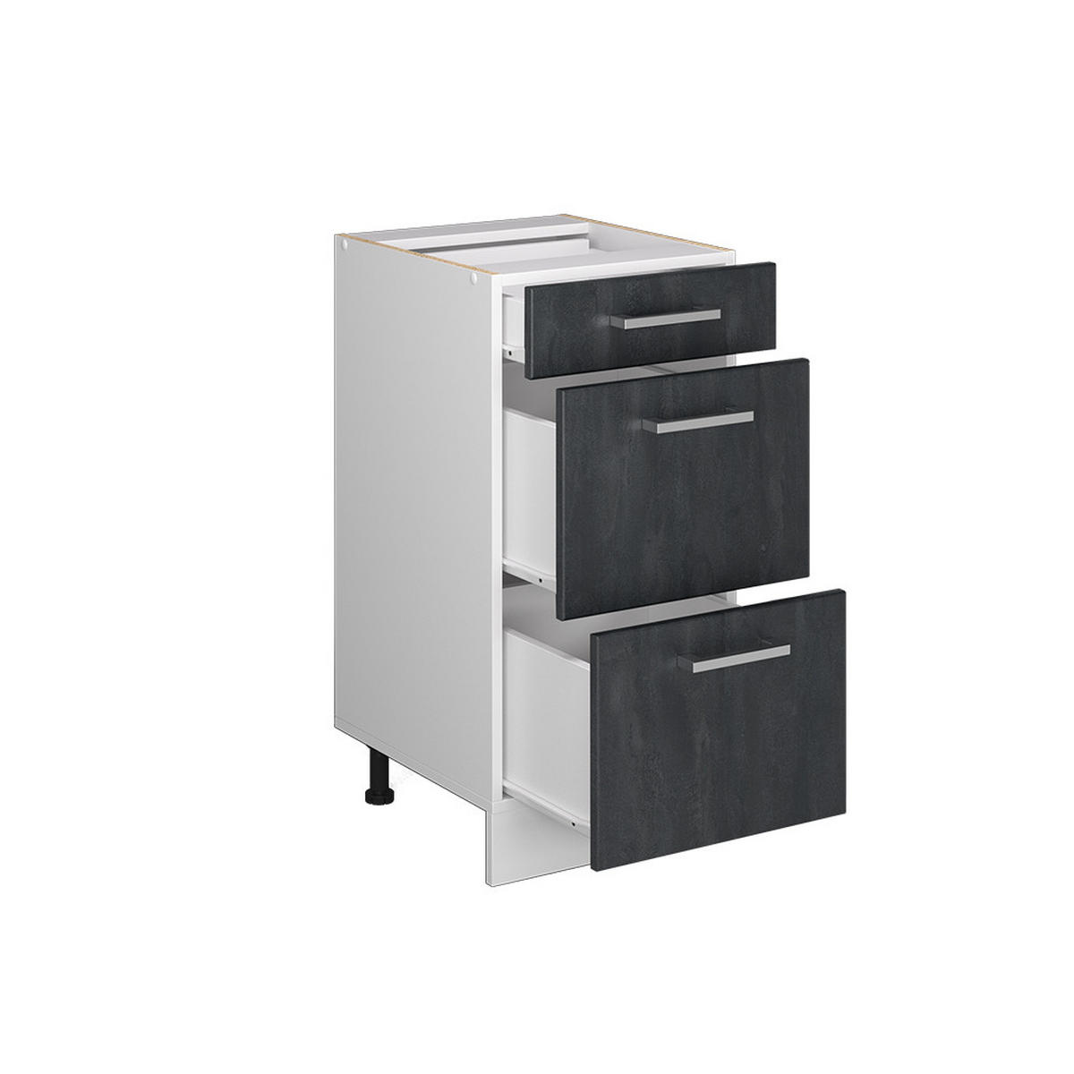 SCHUBLADENSCHRANK R-Line Schwarz Beton 40 cm AP Marmor - Schwarz/Weiß, Holzwerkstoff (40/81.6/60cm) - Vicco