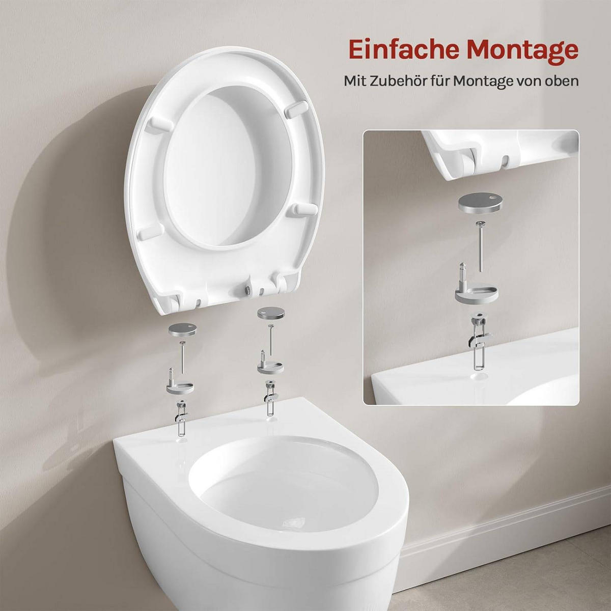 WC SITZ mit Absenkautomatik, Antibakteriell Oval - Weiß, Kunststoff (37/2.51/45cm) - Woltu