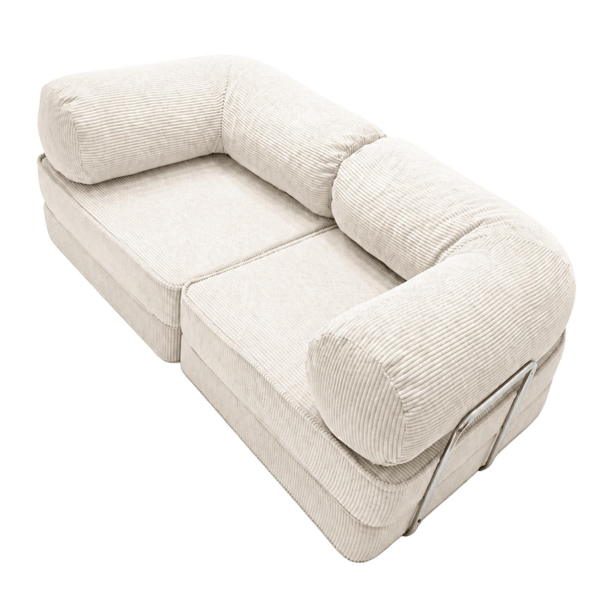 SOFA SURB Duo 100 Schlafsofa 2-Sitzer Creme 200/100 cm - Chromfarben/Creme, Textil/Metall (200/70/100cm) - SURB
