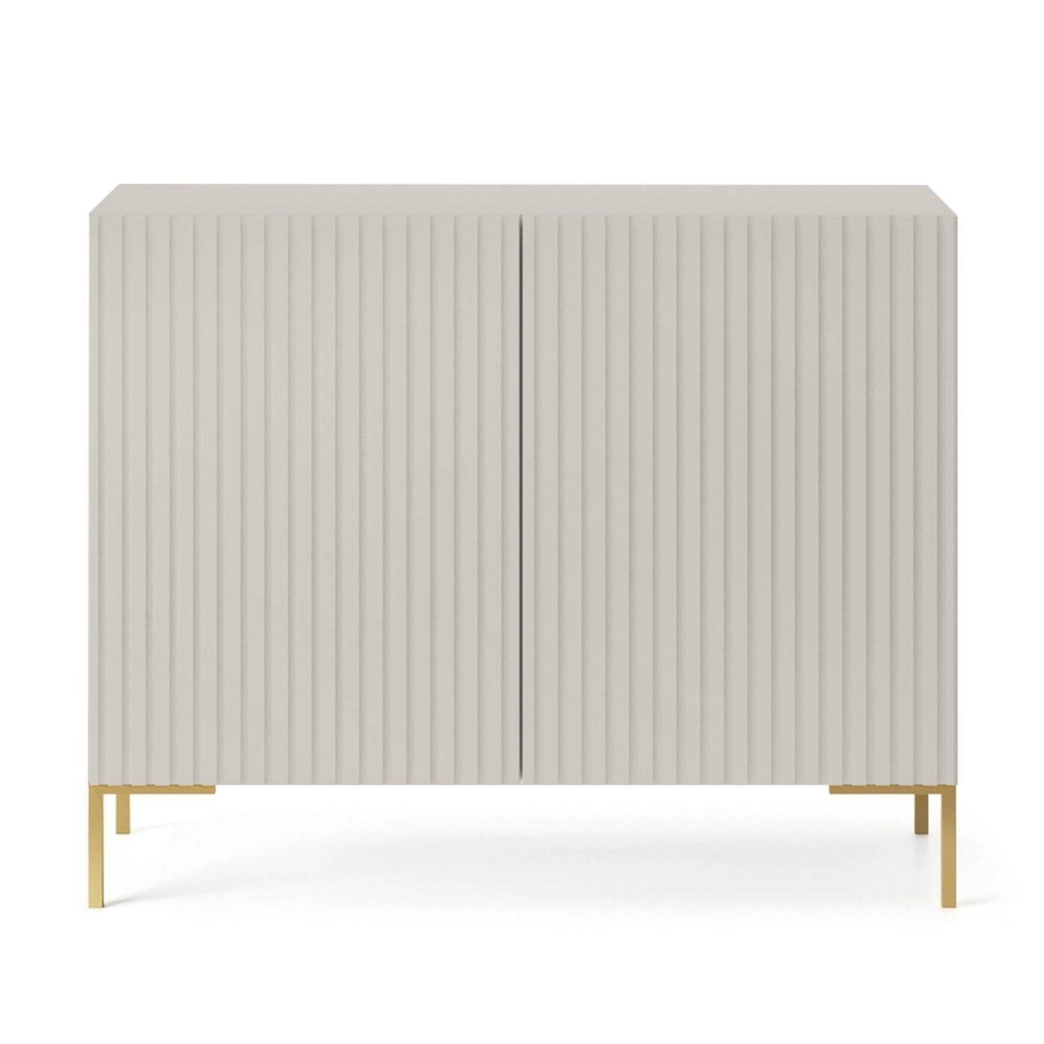 SIDEBOARD Lammelo Greige mit Metallbeinen 92 cm - Taupe/Goldfarben, Holzwerkstoff/Metall (92/75/37cm) - Selsey
