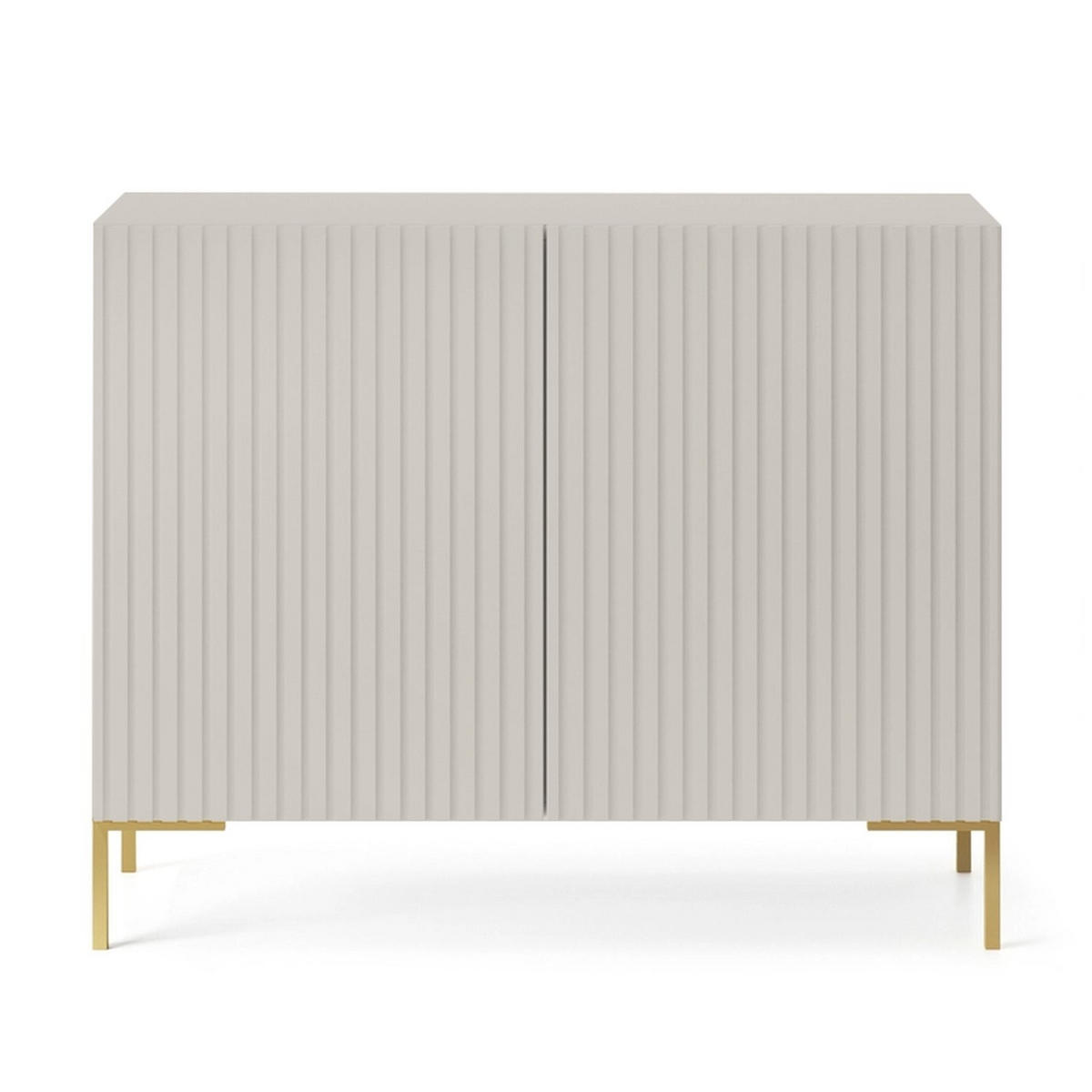 SIDEBOARD Lammelo Greige mit Metallbeinen 92 cm - Taupe/Goldfarben, Holzwerkstoff/Metall (92/75/37cm) - Selsey