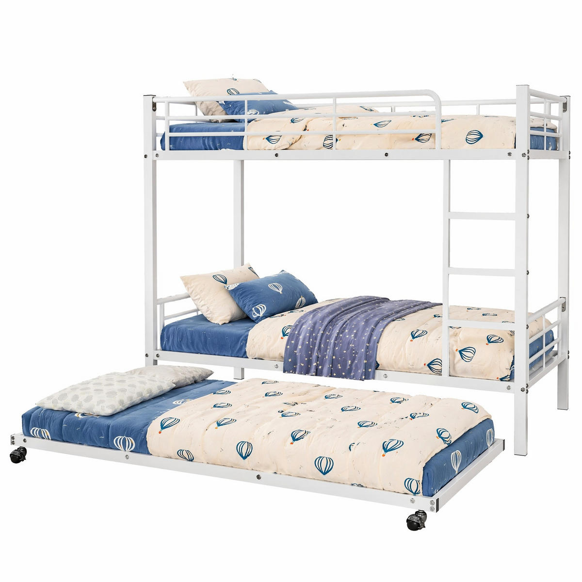ETAGENBETT 90/200 cm & 90/190 cm in Weiß mit Ausziehbett - Weiß, Metall (90/200cm) - CHICFURN