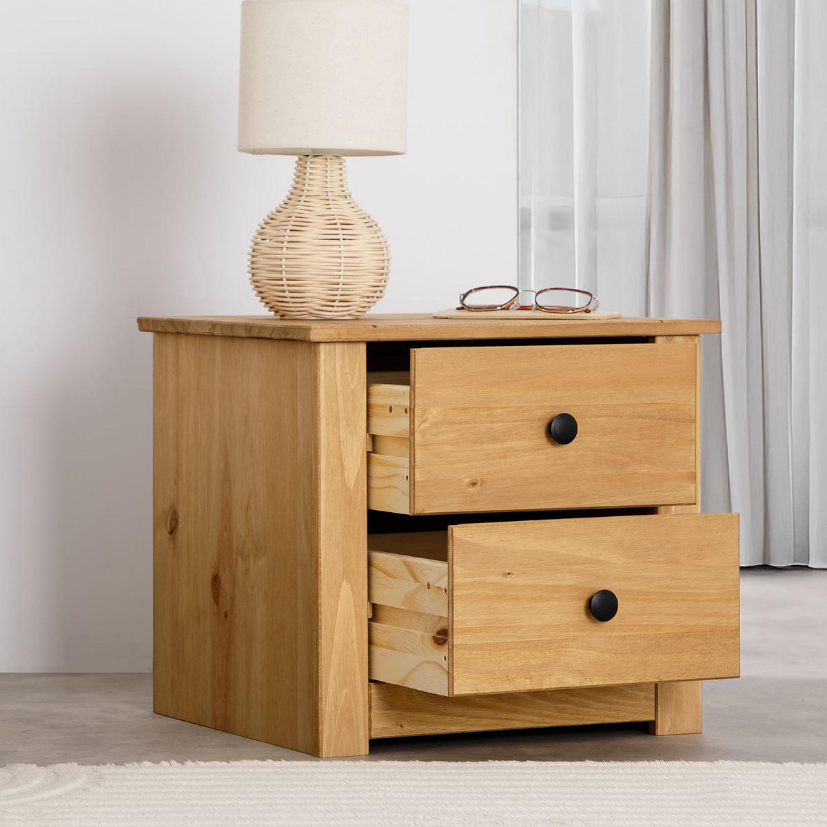 NACHTKOMMODE CANCUN - Braun, Holz (46/41/40cm) - IDIMEX