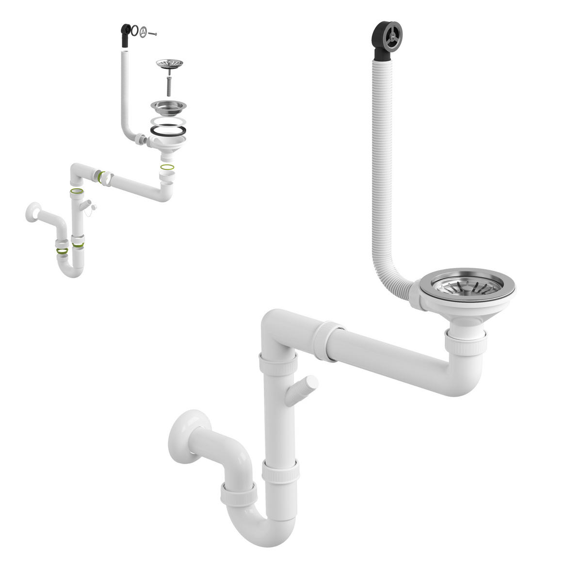 GRANITSPÜLE Trix mit Siphon Batterie - Grau, Kunststoff/Stein (76/44/16cm) - Granitan