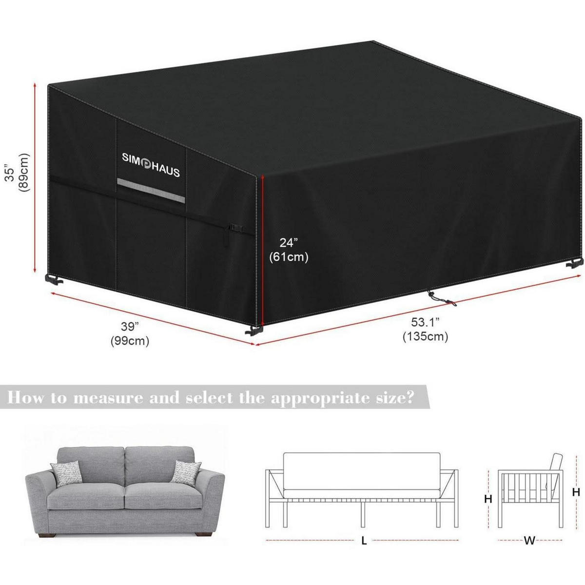 ABDECKHAUBE für Gartenmöbel 135x99x89/61cm - Schwarz, Textil (1/1/1cm)
