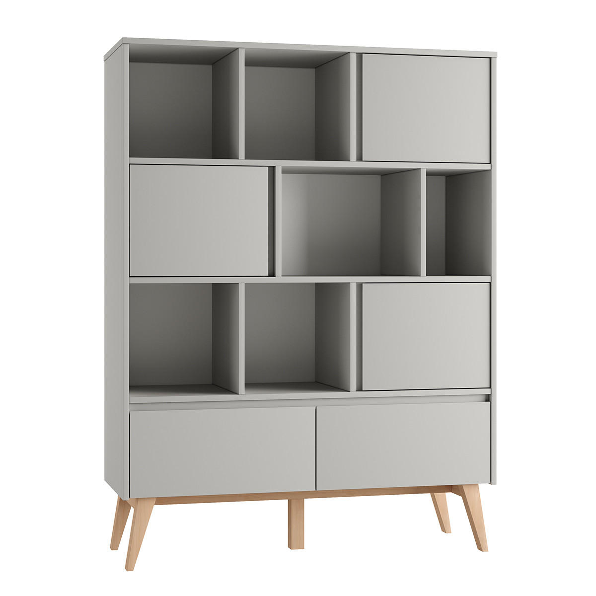 KNIHOVNA Swing Šedá a dřevo - šedá, kompozitní dřevo (120/160/42cm) - Petits-meubles