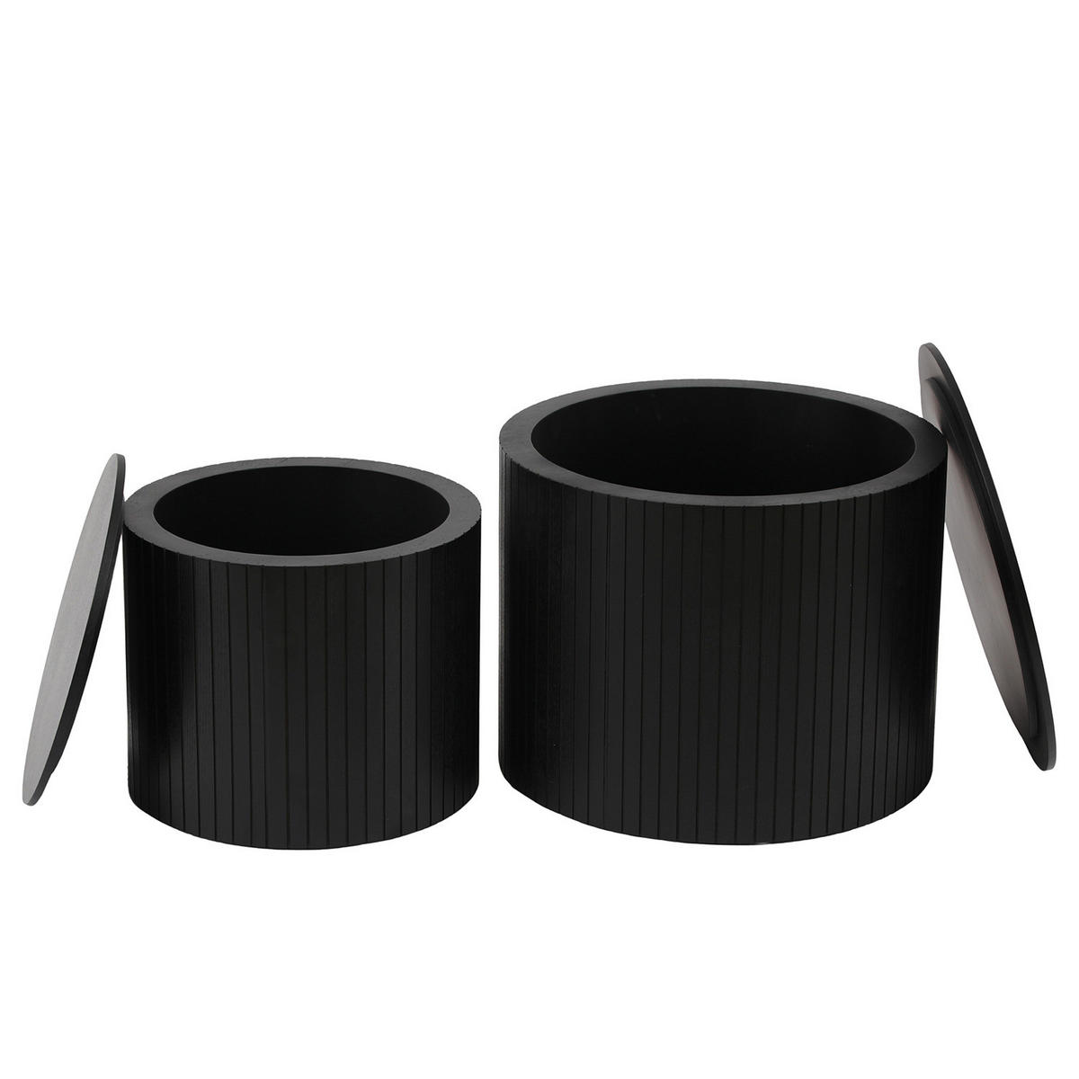 COUCHTISCH - 2er-Set - Echtholzfurnier - Eschefarben/Schwarz, Holzwerkstoff (49/49/38cm) - home24
