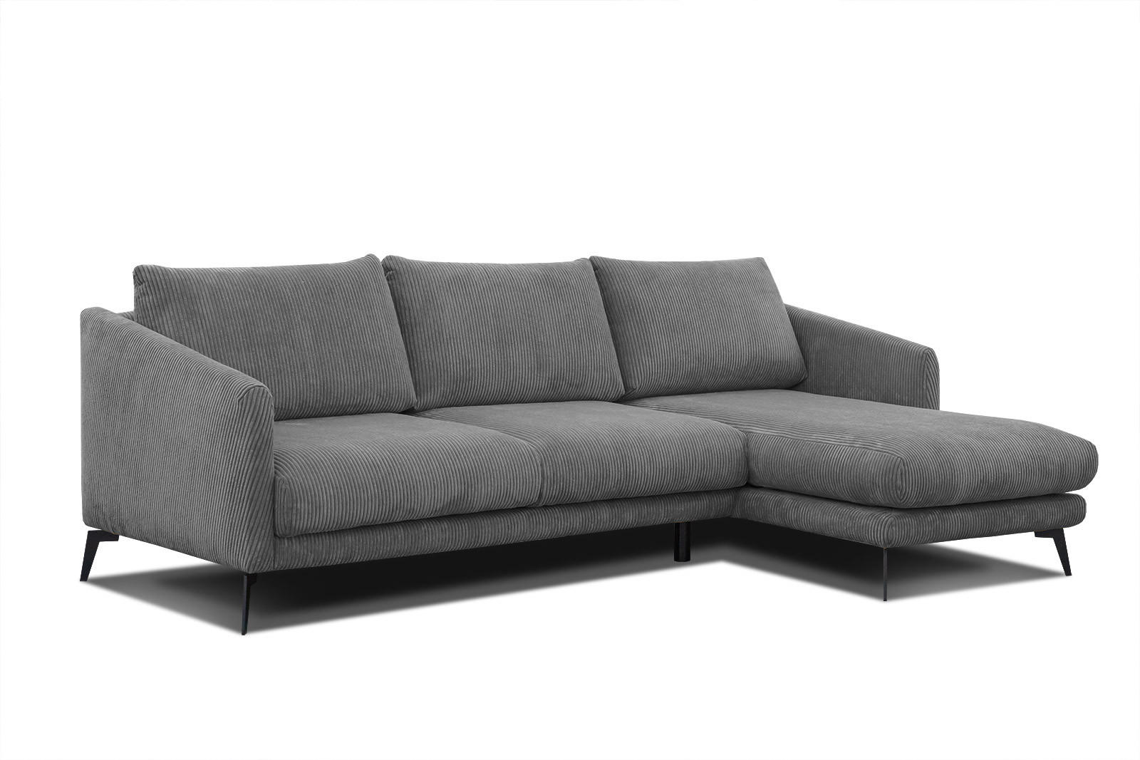 ECKSOFA VILT 4-Sitzer, dunkelgrau - Dunkelgrau/Schwarz, Holzwerkstoff/Textil (255/156cm) - Courtois Laville