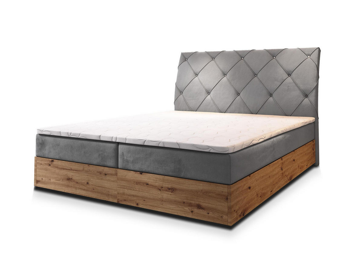 POSTEL BOXSPRING VELLANO 180x200 cm, s matrací a úložným prostorem, světle šedá - světle šedá, kompozitní dřevo/textil (180/200cm) - MASSENO