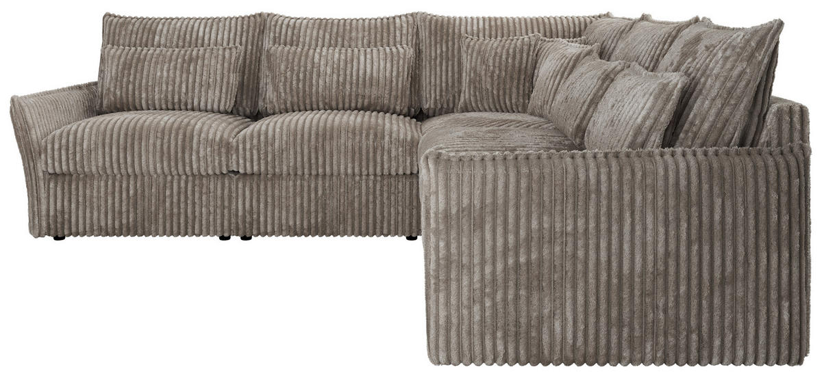 ECKSOFA VERSO L Hellbraun Cord - Hellbraun/Schwarz, Kunststoff/Textil (270/270cm) - MKS