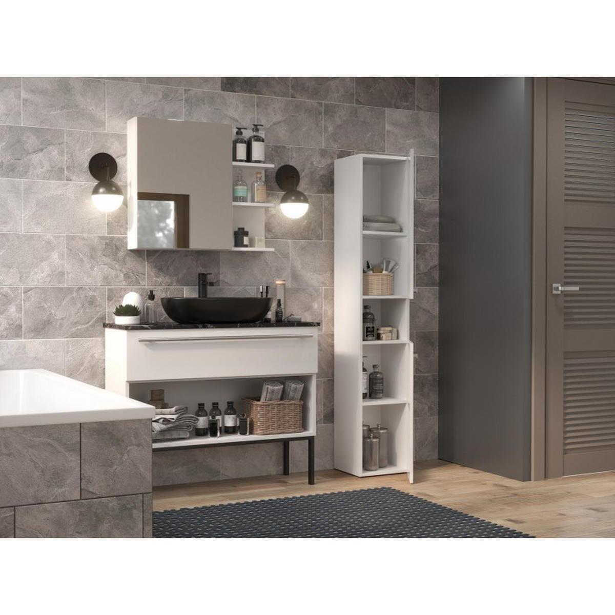 SKRIŇA do kúpeľne - biela, kompozitné drevo (31/174/30cm) - RAUMHIRSCH FURNITURE
