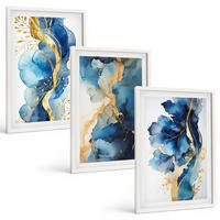 BILDER SET 3er Set - 40x60 cm Weißer Rahmen - Blaue abstrakte Muster - Weiß, Kunststoff (40/60cm) - TULUP