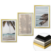 WANDBILDER 3er Set - 40x60 cm Goldrahmen - Sommerlicher Sandstrand mit Meerblick - Goldfarben, Kunststoff (40/60cm) - ArtPrintCave