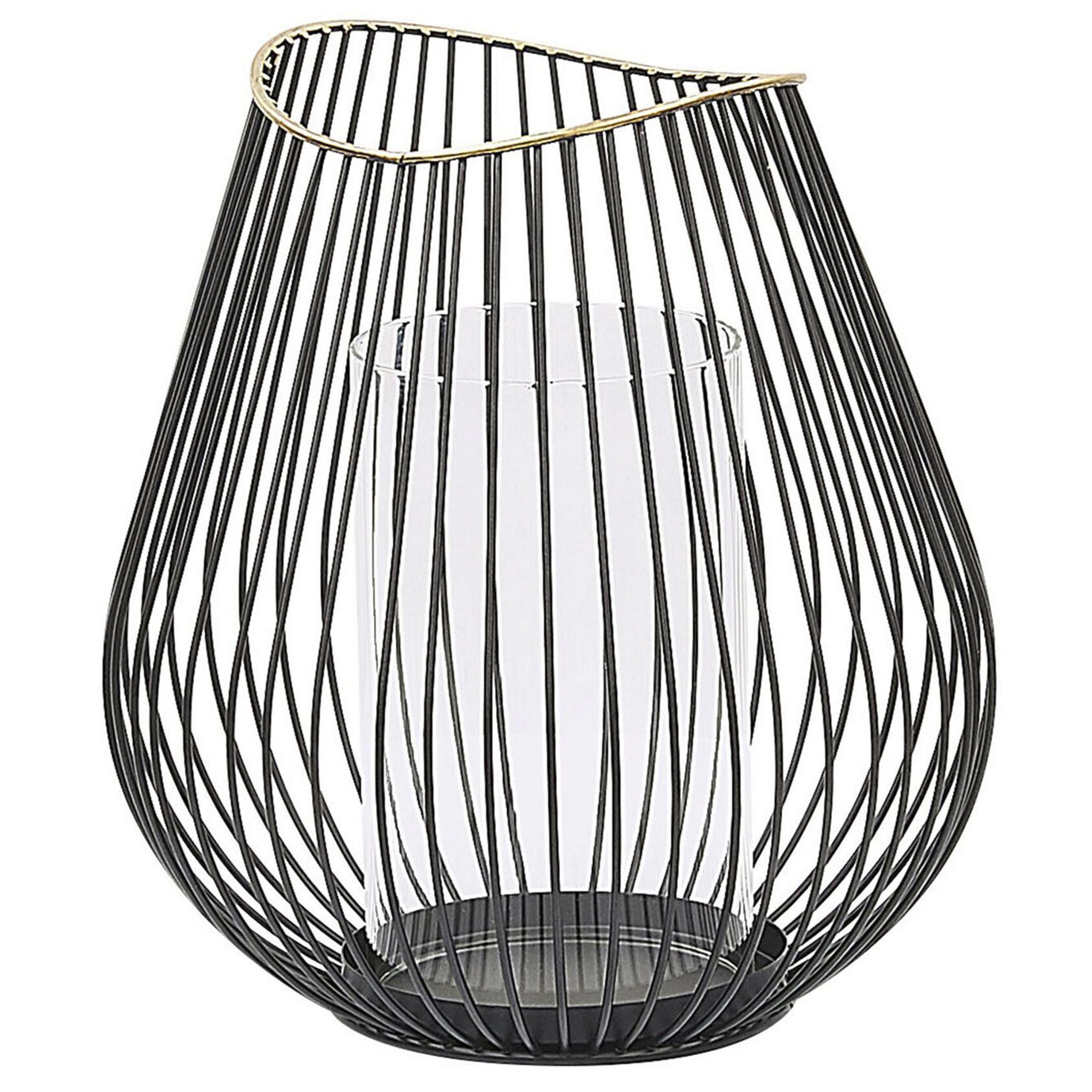 LATERNE Schwarz Thurston - Goldfarben/Schwarz, Metall (20/22/20cm) - Beliani