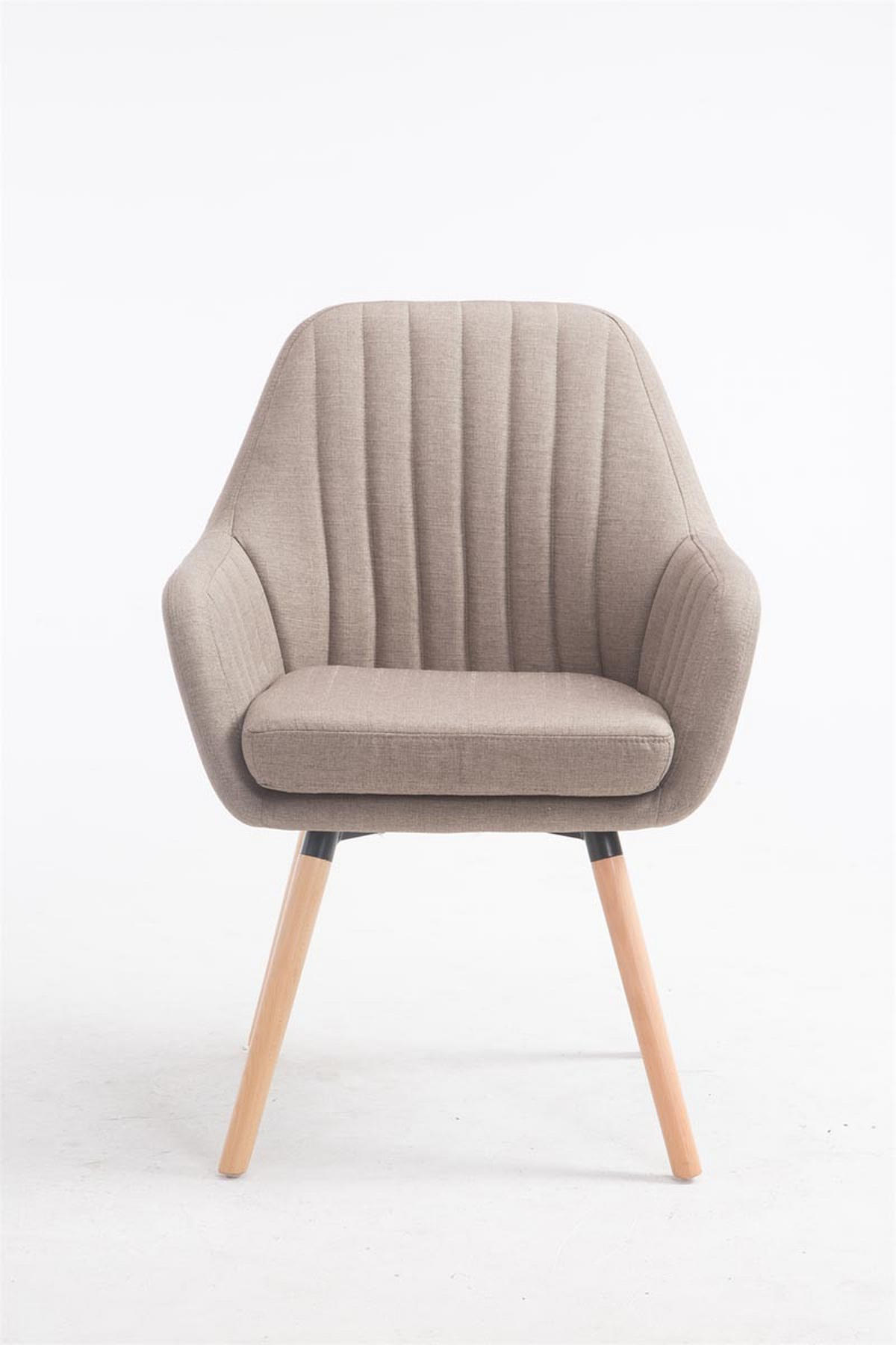 ARMLEHNENSTUHL Stoff taupe - Taupe/Eukalyptusholzfarben, Holz/Textil (67/93/58cm) - CLP