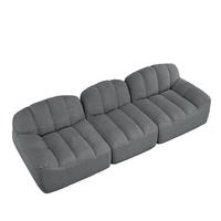 SOFA in Grau mit Ottoman und flexibler Stellvariante - Grau, Textil (104/79/288cm) - Flora Grace