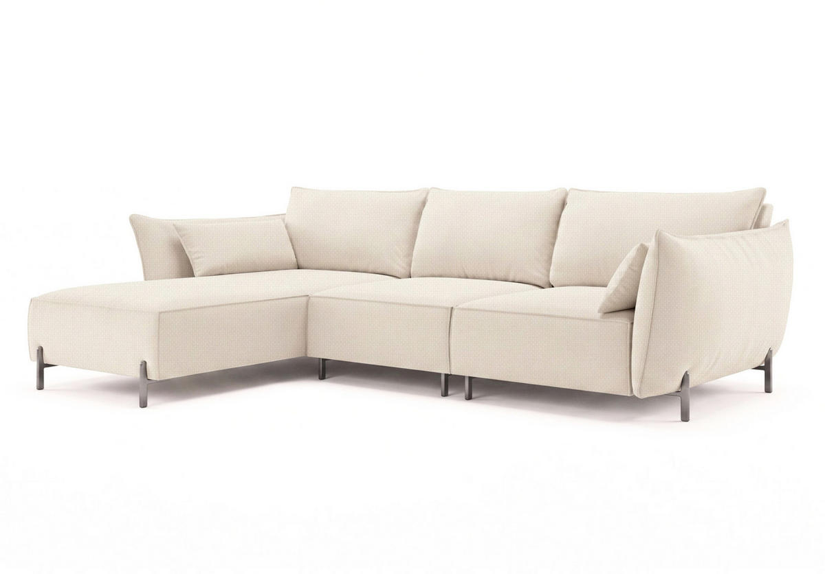 GARTENECKSOFA für Terrasse und Garten, Stoff Sunlight, Ecru, Links, SUNMEE - Ecru, Holz (238/90/165cm) - Kaiser Möbel