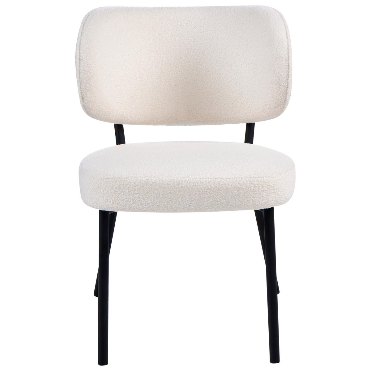 ESSZIMMERSTUHL 2er Set Bouclé Cremeweiß Wonder - Creme, Textil (55/82/65cm) - Beliani