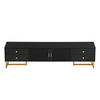 TV-SCHRANK 175/30/46 cm schwarz MDF mit 4 Schubladen und goldenen Füßen - Schwarz, Holzwerkstoff (175/46/30cm) - OKWISH