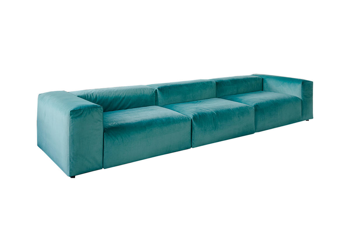 MODULSOFA MIA Grün Velvet - Schwarz/Grün, Kunststoff/Textil (418/72/120cm) - KAWOLA