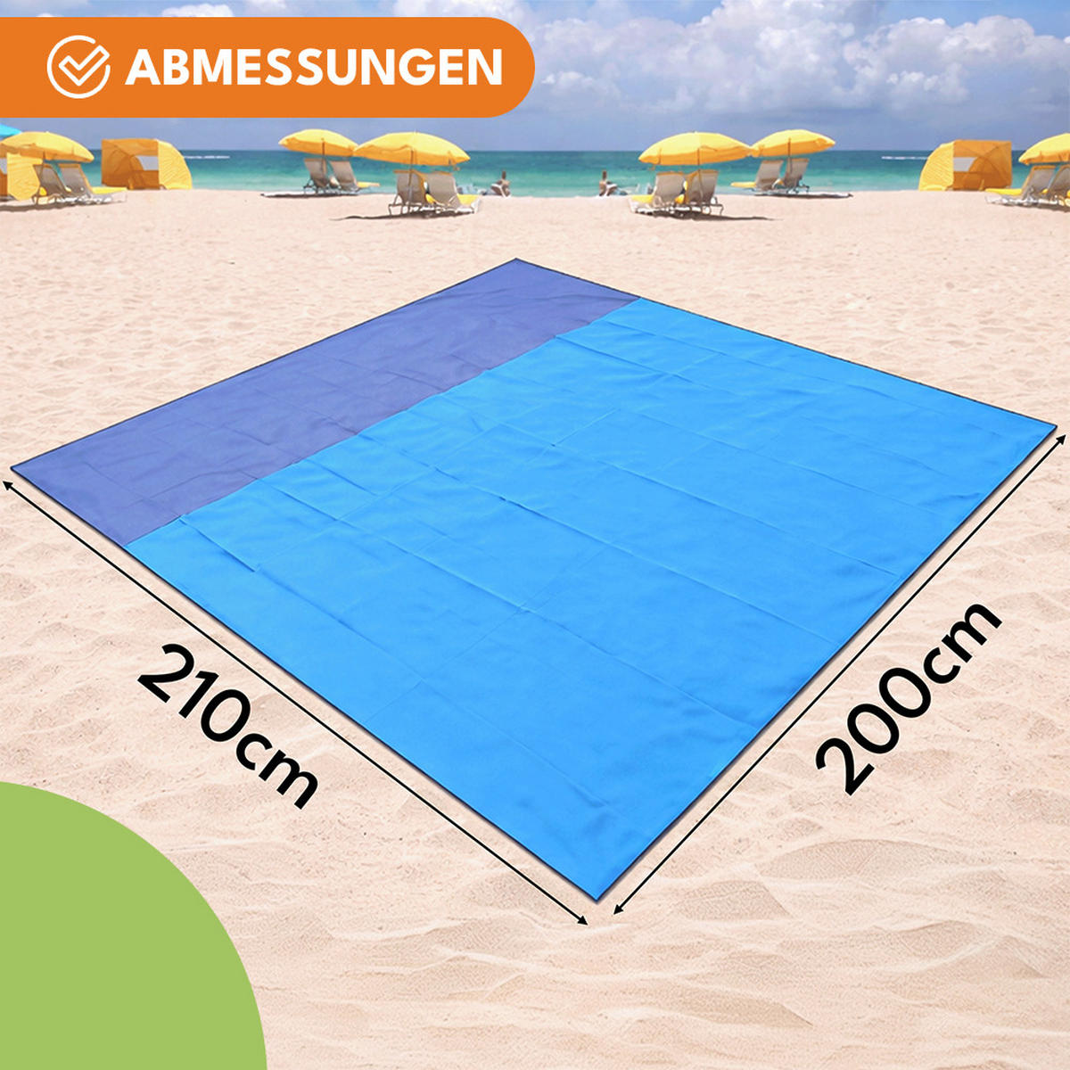 PICKNICKDECKE Wasserdicht 210x200cm, Blau - Blau, Textil (200/210cm) - KRUMAD