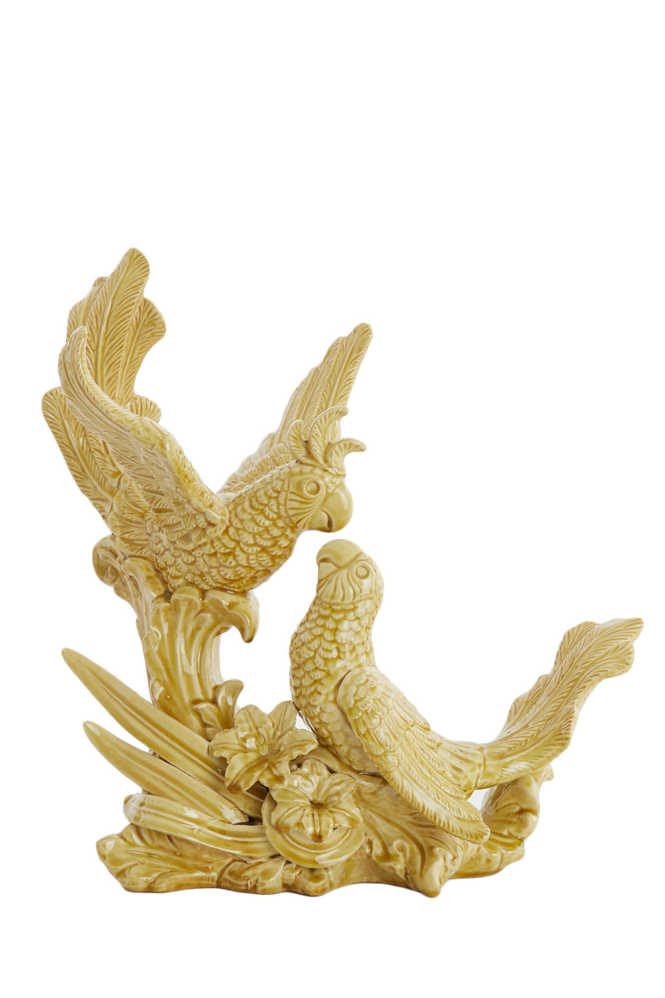 ORNAMENT Vögel Gelb 43/21/43 cm - Gelb, Keramik (21/43/43cm) - Light & Living