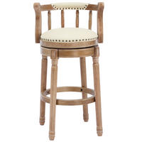 BARHOCKER 1er-Set Weiß mit Echtleder, Rückenlehne und 360° Drehfunktion - Weiß, Holz (54.8/96/54.8cm) - PANGIVO
