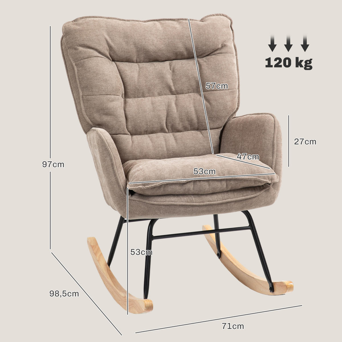 SCHAUKELSTUHL 98.5/71/97 cm Braun Chenilleoptik - Braun, Textil (98.5/97/71cm) - Oxeza